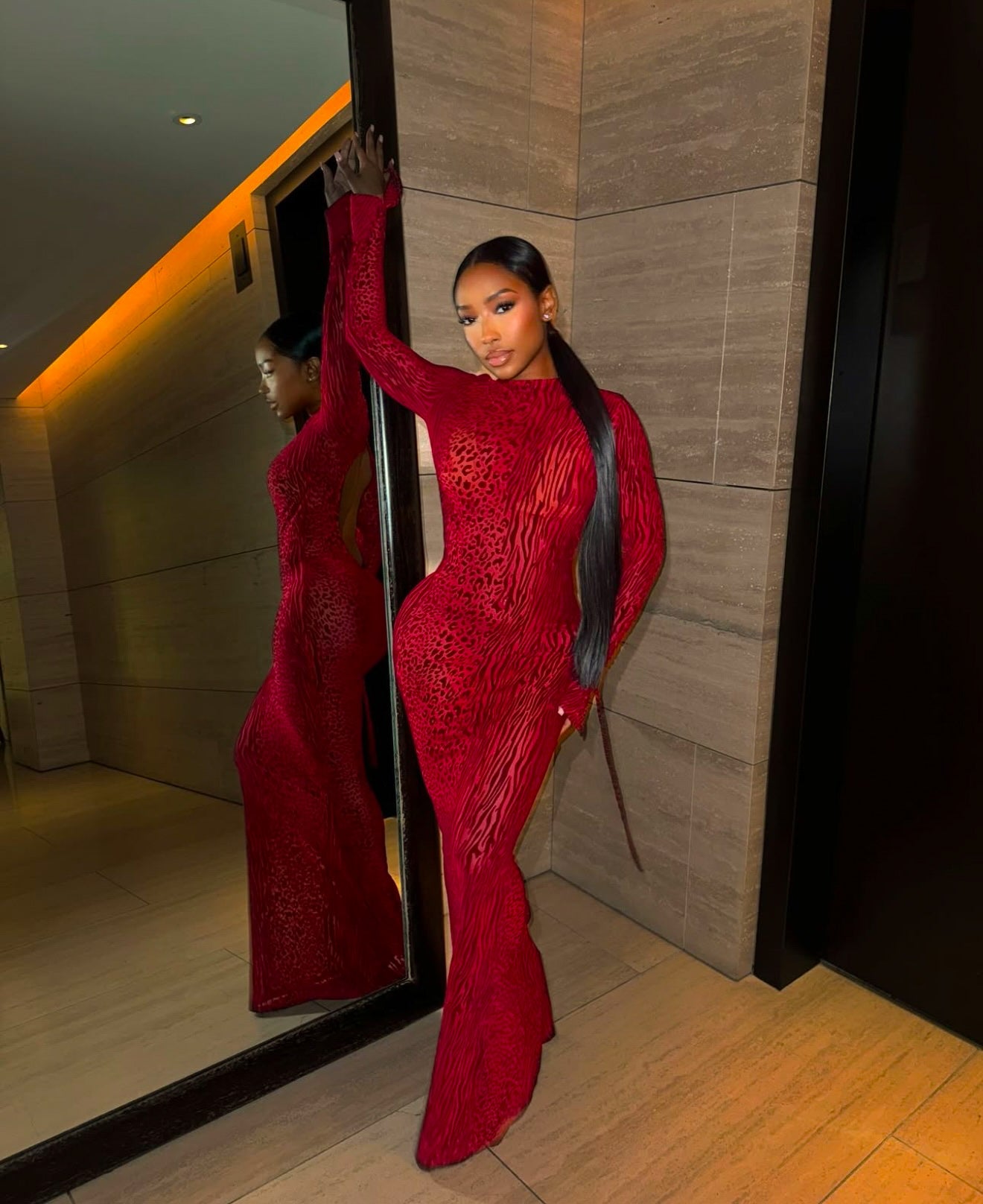 MELODIE LONG DRESS- burgundy