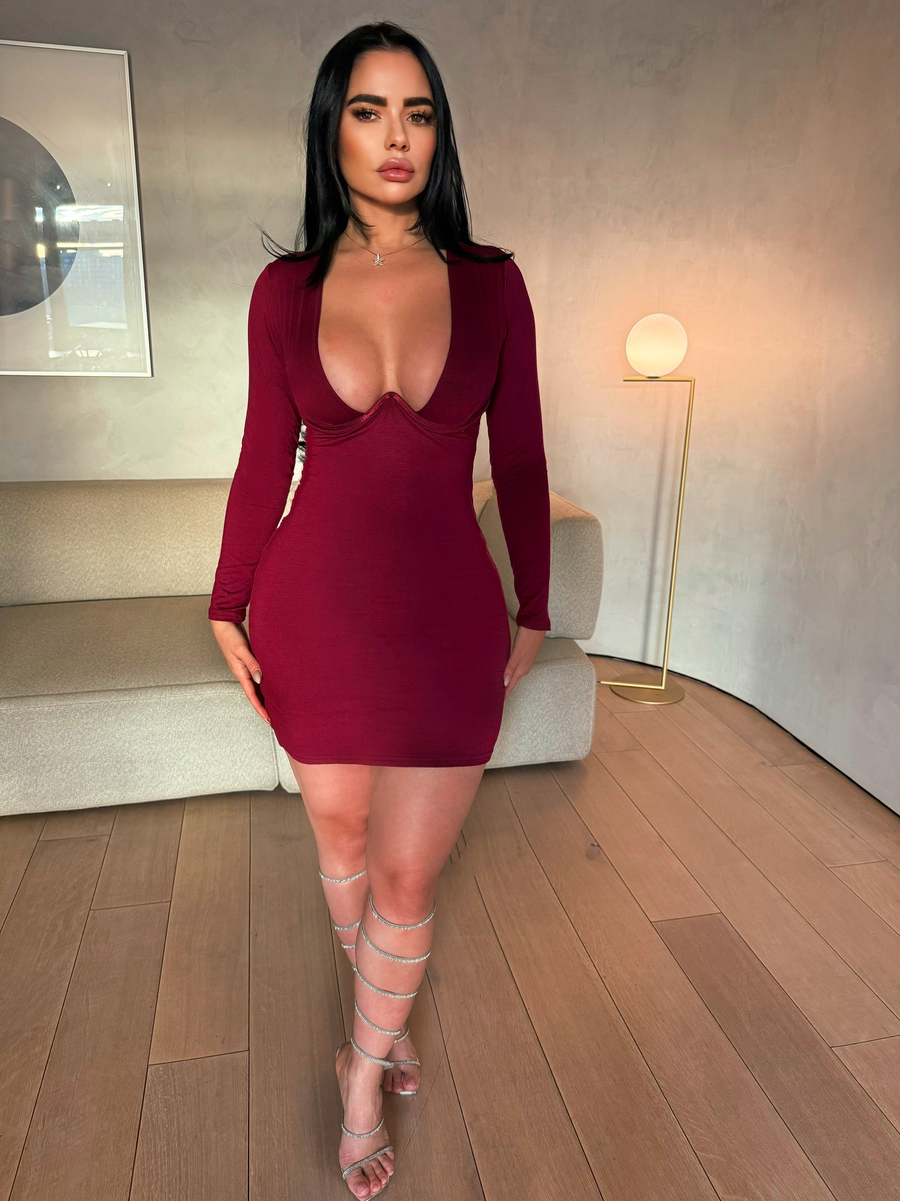 Naomi dress; burgundy
