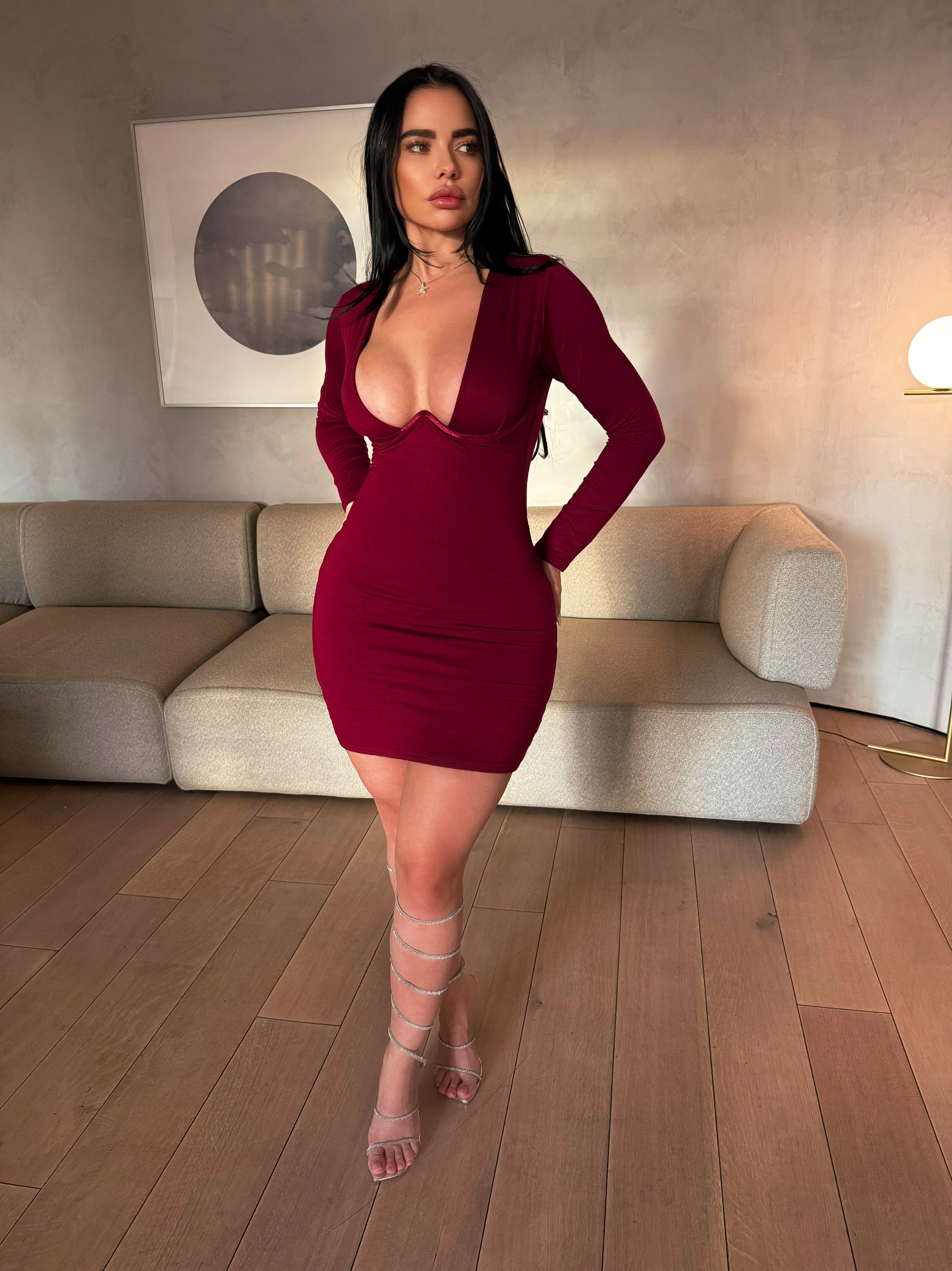 Naomi dress; burgundy