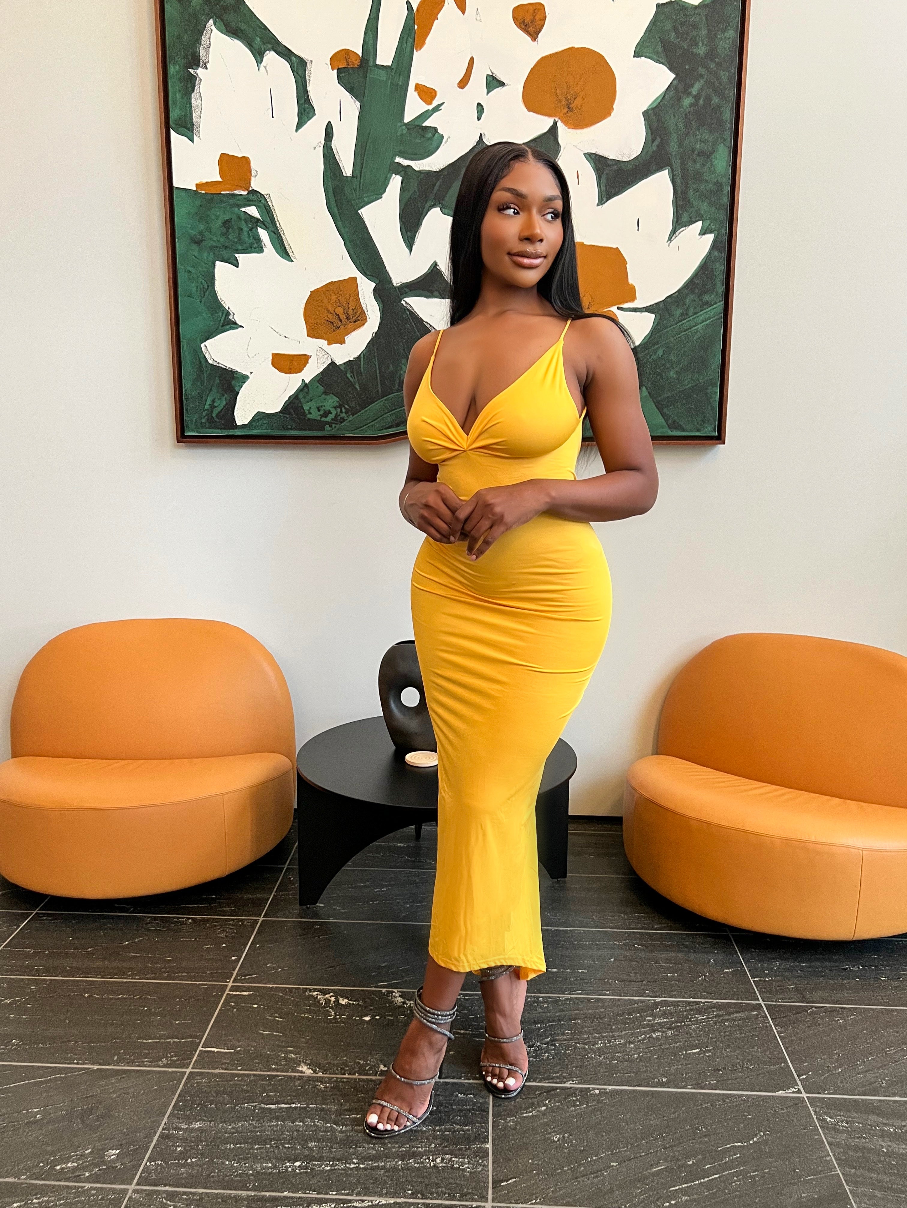 Backless Yellow Dress