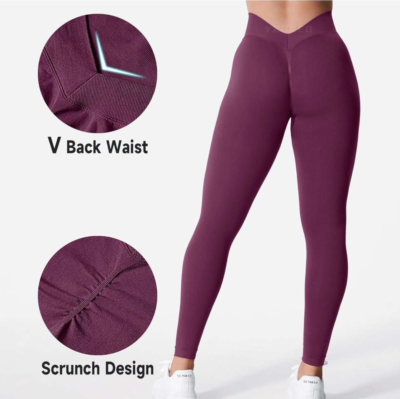 HIGH WAIST, BUTTOCK LIFT V BACK - LEGGINGS -PURPLE GRAPE 3