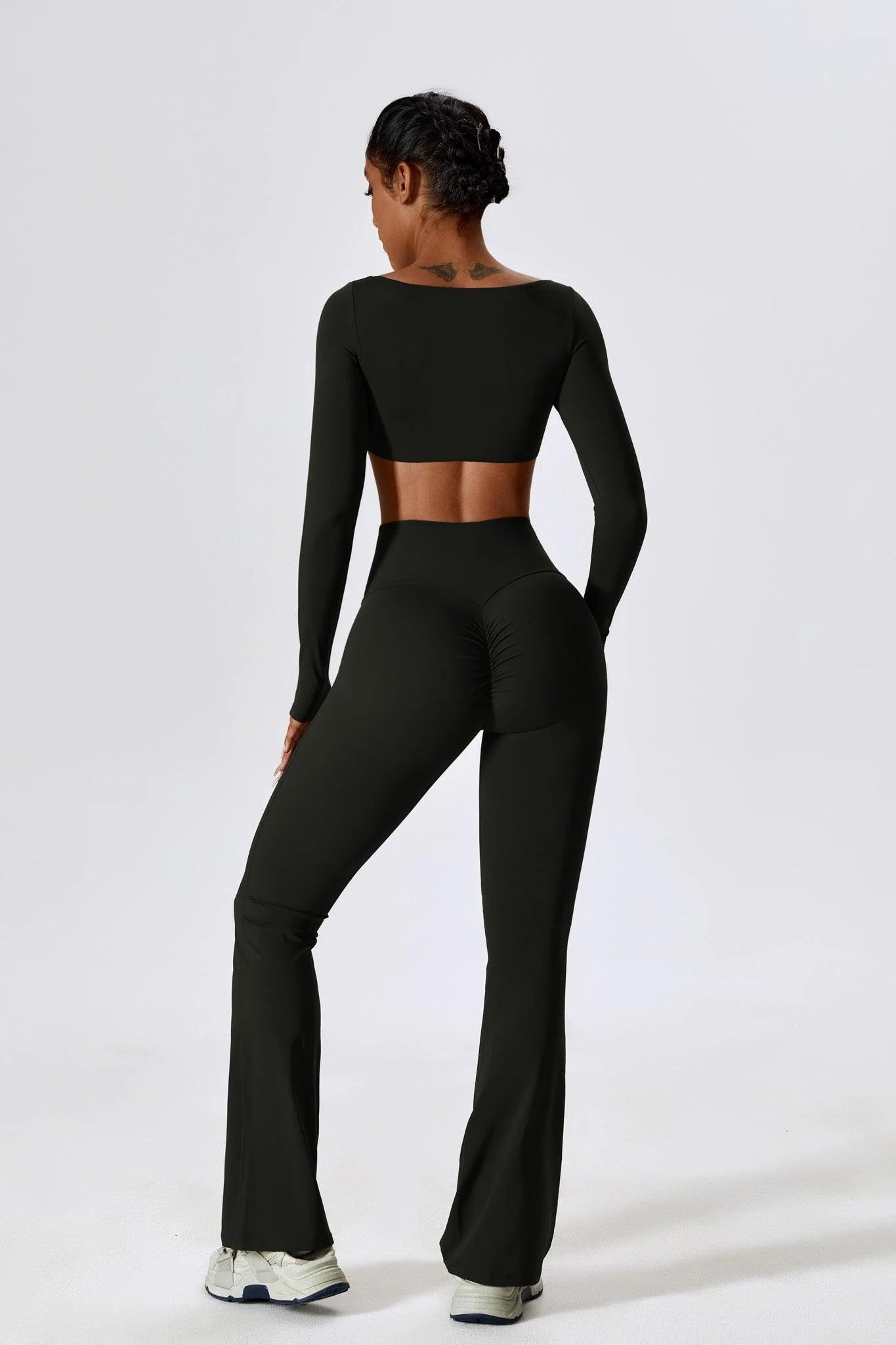 High waist mesh set - BLACK