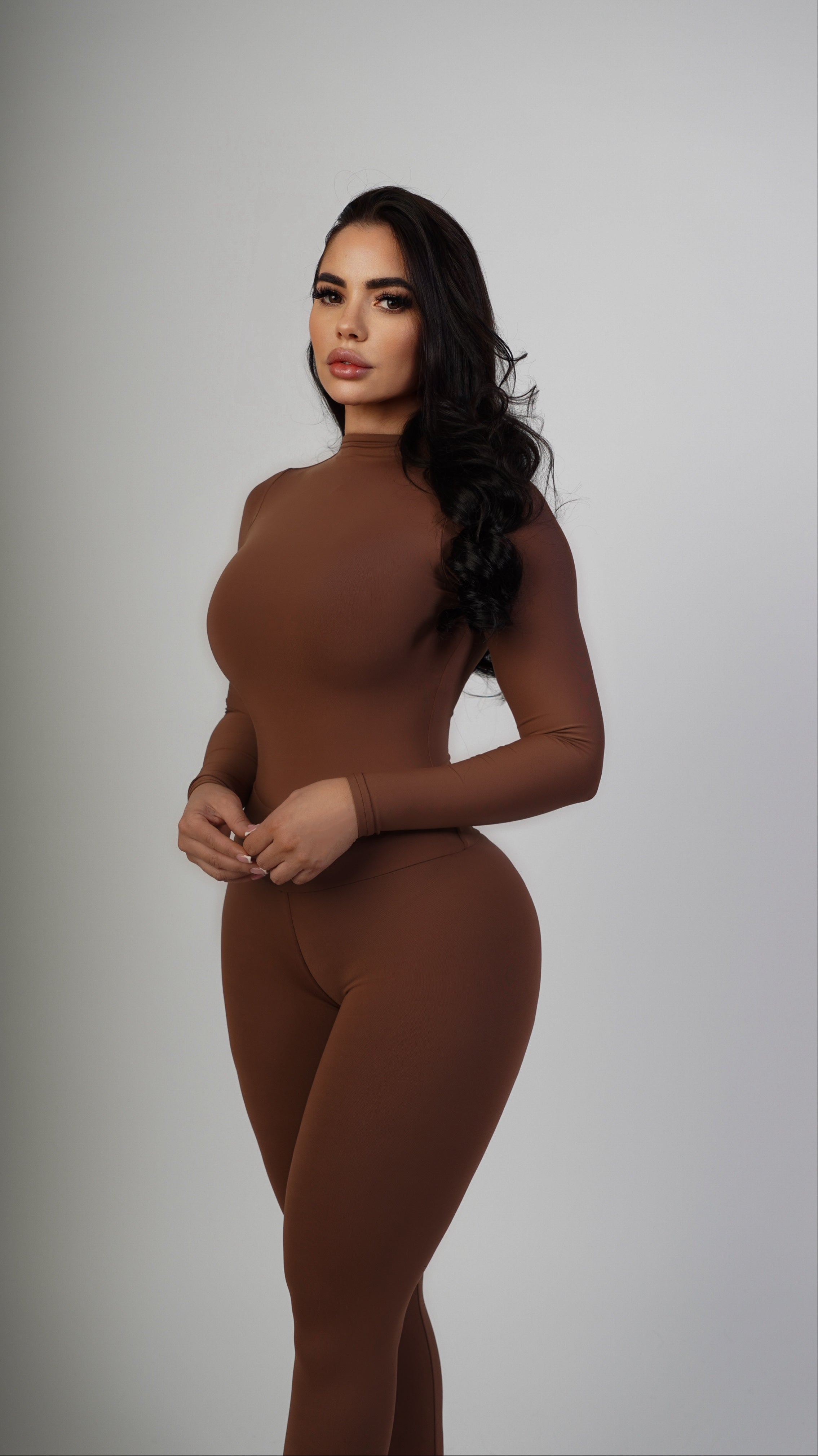 Obsessed with me bodysuit set - brown