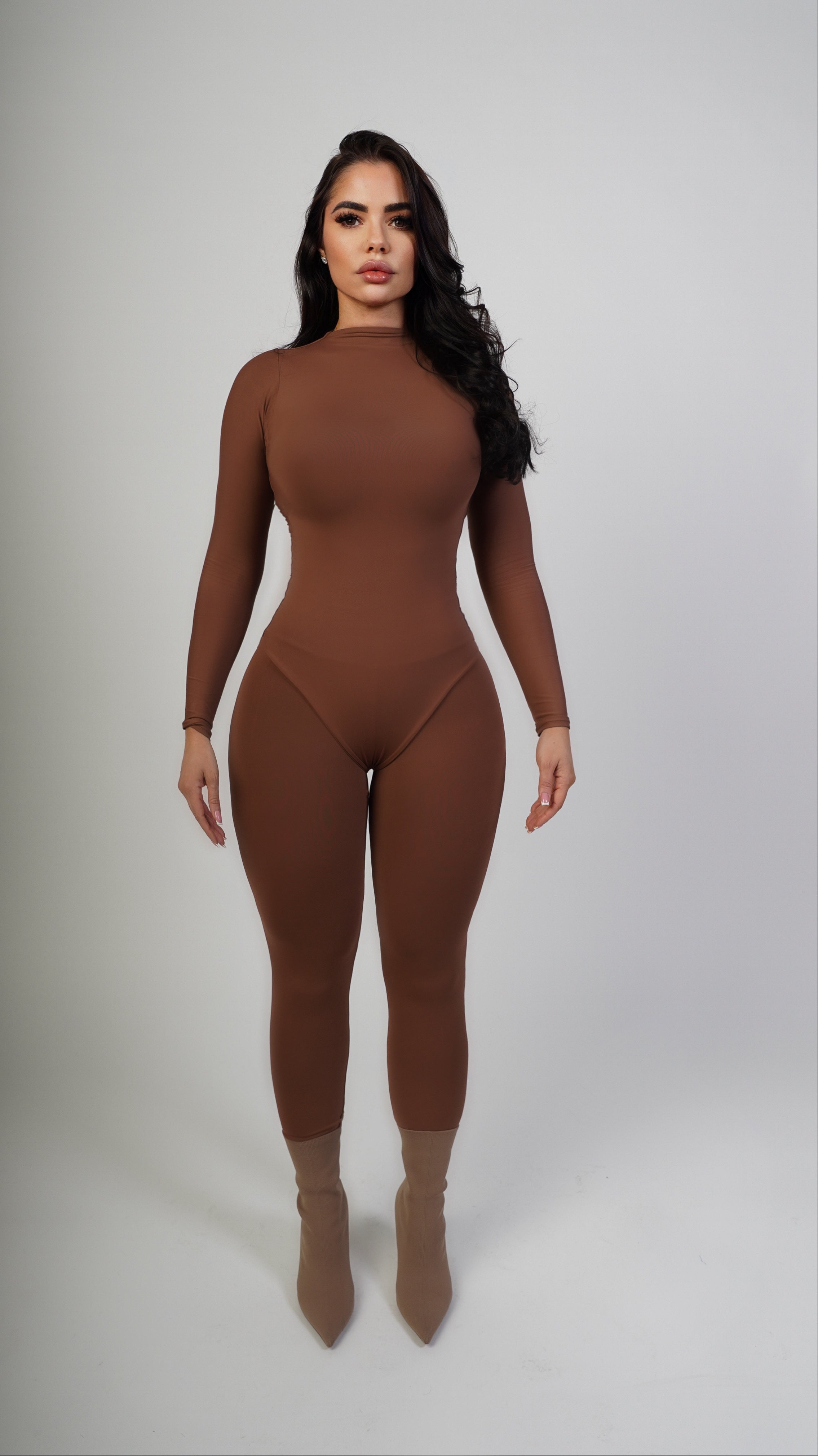 Obsessed with me bodysuit set - brown