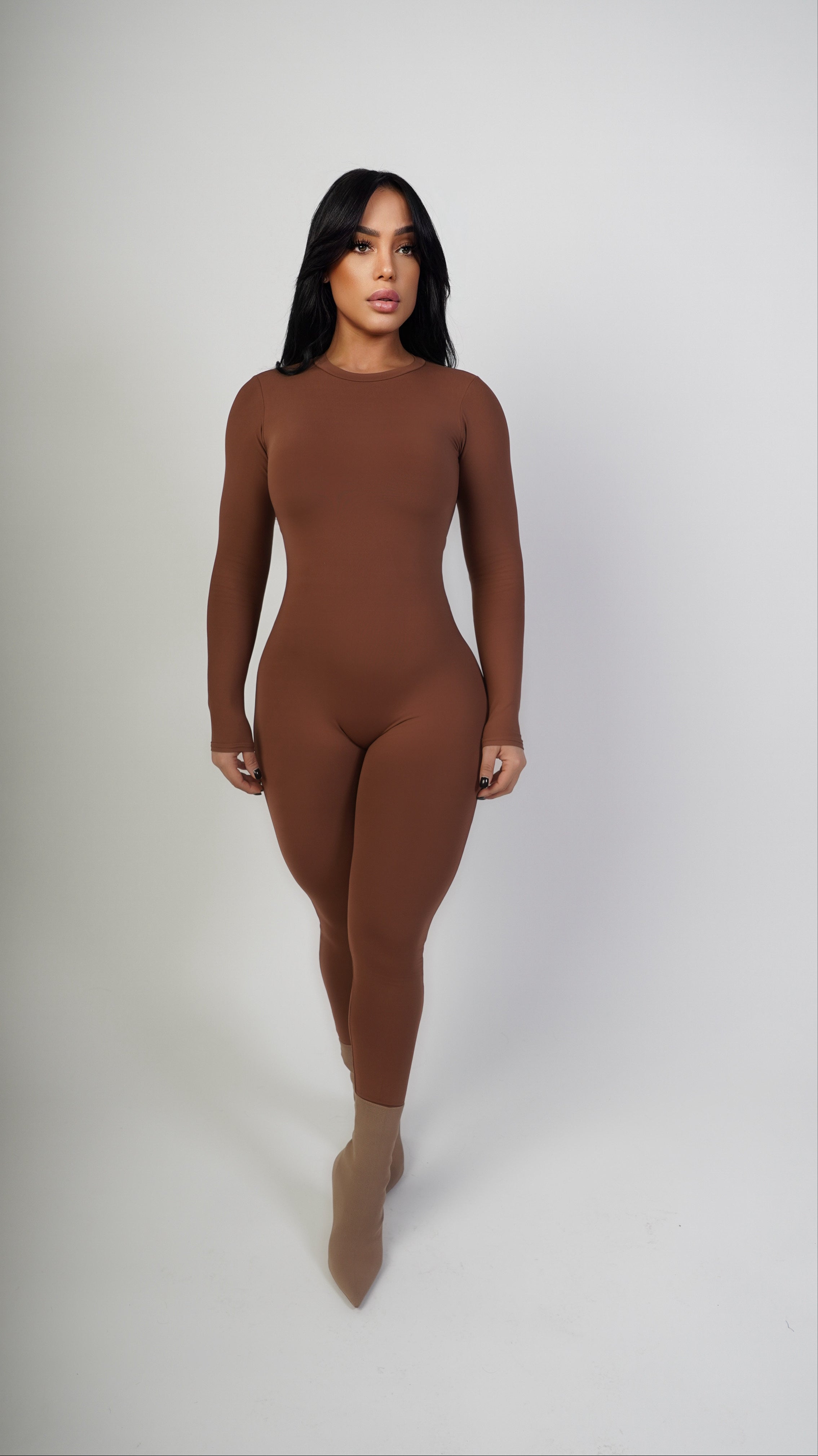 Chic Dark Jumpsuit - brown