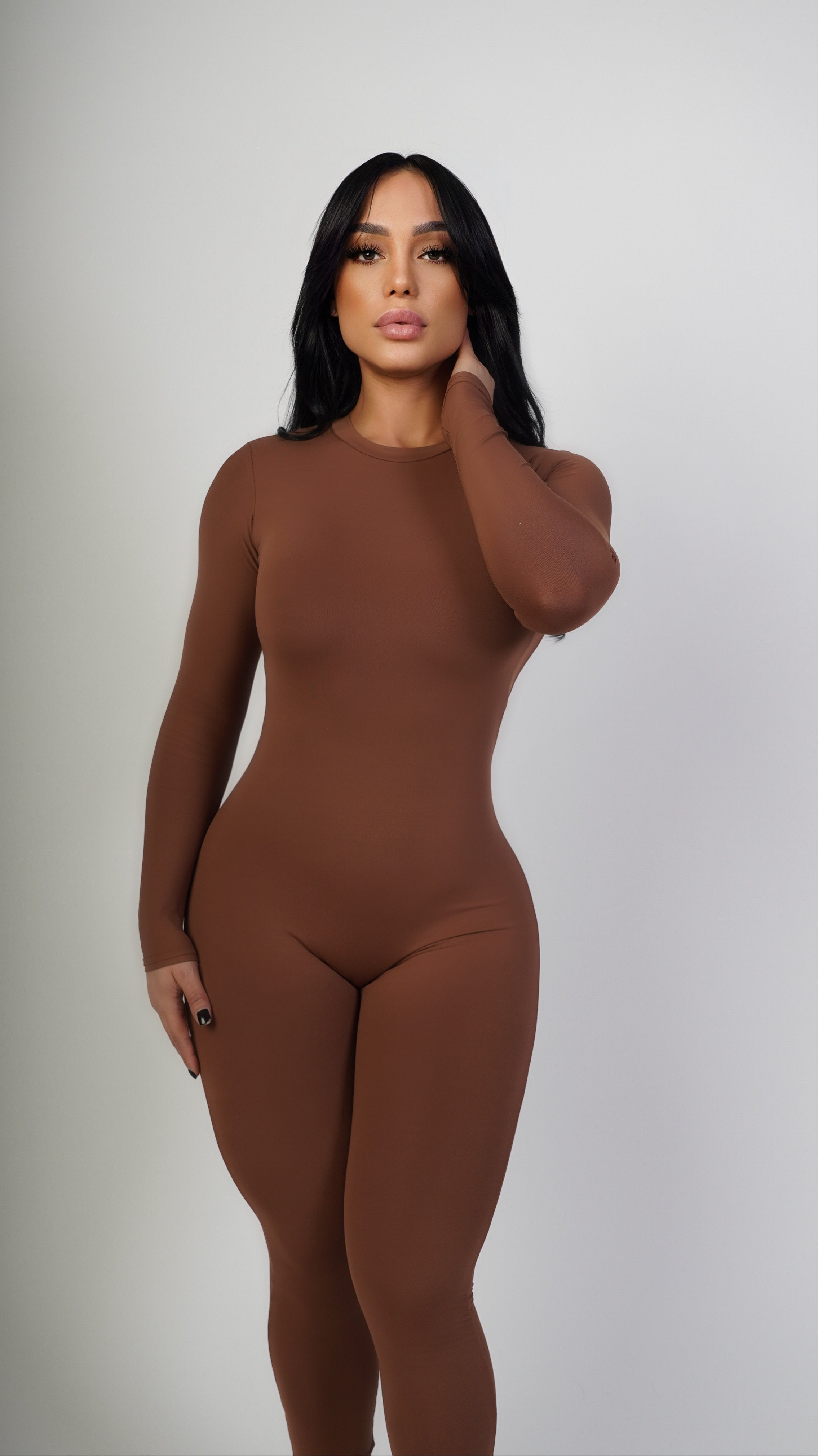 Chic Dark Jumpsuit - brown